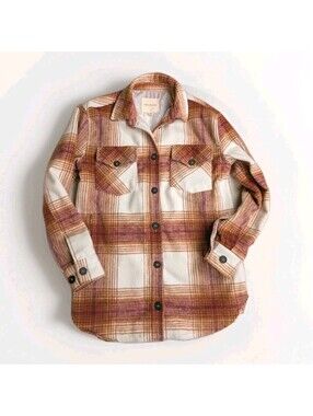 Thread & Supply Women's XS Lined Thick Plaid Shacket Jacket w Pockets